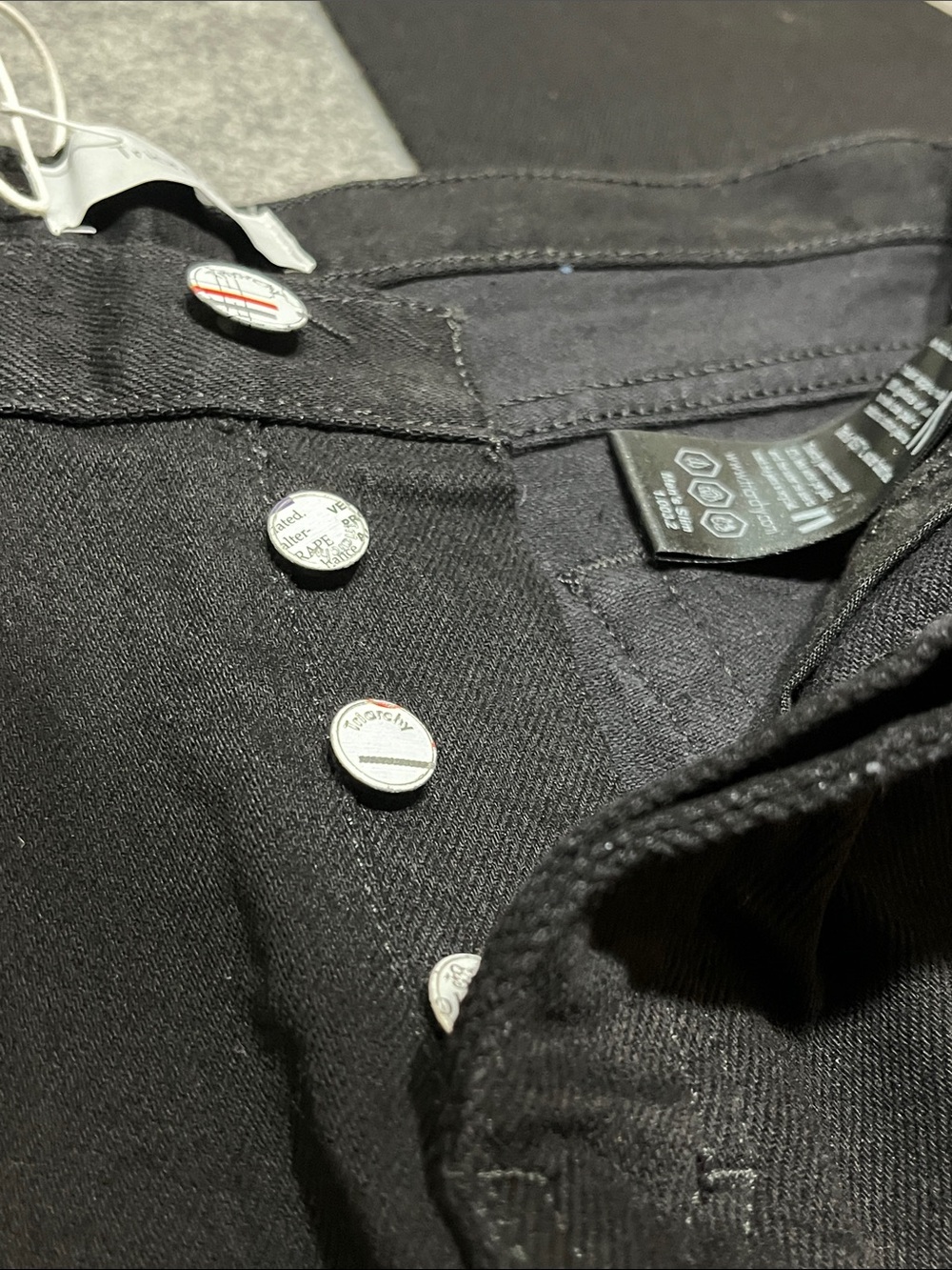 NEW Triarchy Slim Straight Black Button Fly Jeans - Picture 6 of 11